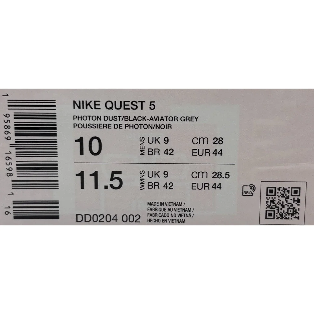 Nike Quest 5 Photon Dust Aviator Grey Size 10‎ DD0204 002